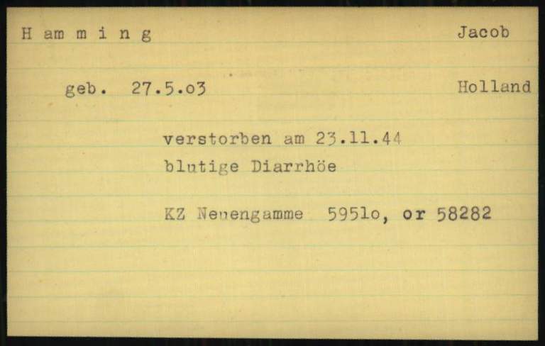 Kaart uit de administratie van Kamp Neuengamme.