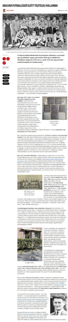 Artikel Klein op Hongaarse sportsite Nemzeti Sport